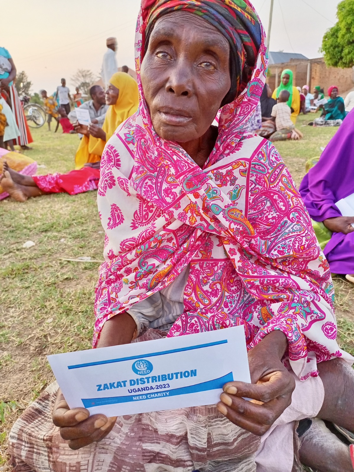 Aid distribution gathering outdoors